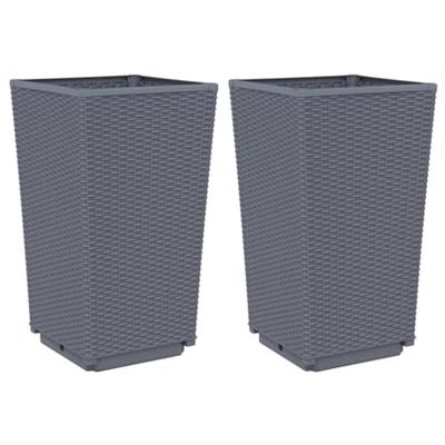 VidaXL Plantenbakken 2 st 32,5x32,5x57 cm polypropeen blauwgrijs VidaXL Plantenbakken 2 st 32,5x32,5x57 cm polypropeen blauwgrijs