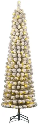 Kunstkerstboom Charlton pilar groen frosted H155 x dia. 48 cm met 90 LED warm wit Black Box - Black box