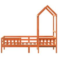 Bedframe met huisje massief grenenhout wasbruin 100x200 cm - thumbnail