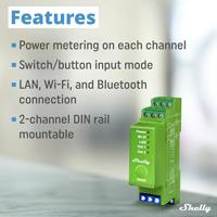 Shelly Shelly Pro Dimmer 2PM DIN-railrelais Bluetooth, WiFi - thumbnail