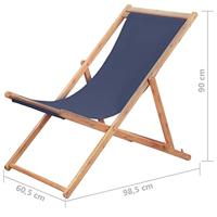 Strandstoel inklapbaar stof en houten frame blauw - thumbnail