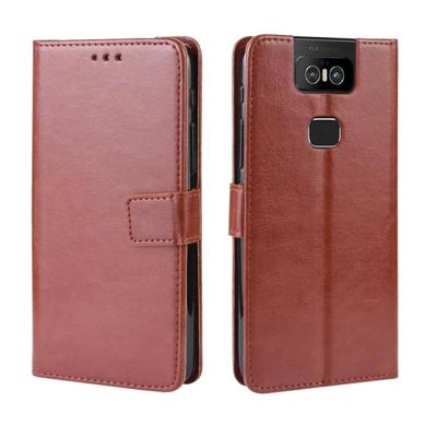 Retro Crazy Horse textuur horizontale Flip lederen case voor ASUS Zenfone 6 ZS630KL met houder & kaartsleuven & fotolijstjes (bruin)