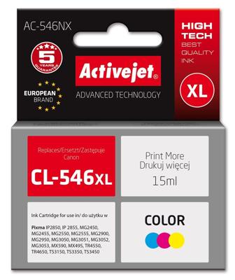 Activejet AC-546NX printerinkt voor Canon, vervanging Canon CL-546XL; Supreme; 15 ml; kleur, cyaan, magenta, geel Activejet AC-546NX printerinkt voor Canon, vervanging Canon CL-546XL; Supreme; 15 ml; kleur, cyaan, magenta, geel