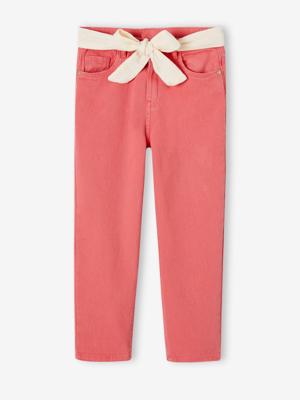 Mom fit broek en sjaalriem van katoengaas voor meisjes rood