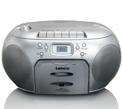 Lenco Portable FM Radio CD- Cassette player Silver - SCD-420SI