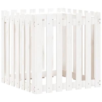 VidaXL Plantenbak met hekontwerp 70x70x70 cm massief grenenhout wit