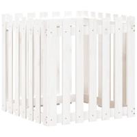 VidaXL Plantenbak met hekontwerp 70x70x70 cm massief grenenhout wit - thumbnail