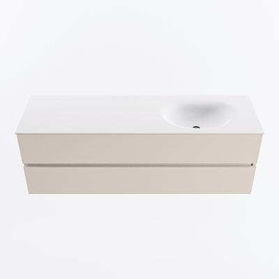 MONDIAZ VICA 150cm badmeubel onderkast Linen 2 lades. Wastafel MOON rechts 1 kraangat, kleur Talc.