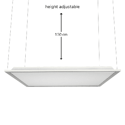 Ophangsysteem voor 60x60 en 30x120 cm LED Paneel - Verstelbaar in hoogte 150 cm - Incl. bevestigingsmaterialen - Ophangset - Staal Ophangsysteem voor 60x60 en 30x120 cm LED Paneel - Verstelbaar in hoogte 150 cm - Incl. bevestigingsmaterialen - Ophangset - Staal