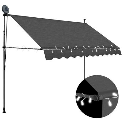 Luifel handmatig uitschuifbaar met LED 300 cm antracietkleurig