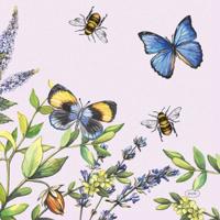 Duni servetten cherry butterflies 33x33cm 3-laagstissue fsc pak a 20 servetten - thumbnail