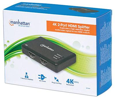 Manhattan 207669 2 poorten HDMI-splitter 4096 x 2160 Pixel Zwart