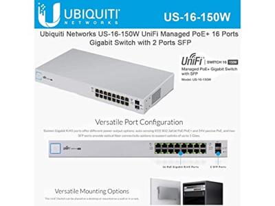 Ubiquiti US-16-150W switch Managed PoE + Gigabit switch met SFP, zilver