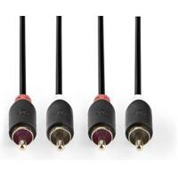 Nedis Stereo-Audiokabel | 2x RCA Male | 2x RCA Male | 1 m | 1 stuks - CABW24200AT10 CABW24200AT10 - thumbnail