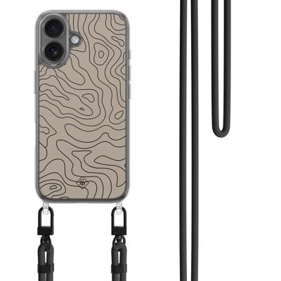 iPhone 16 hoesje met zwart koord - Abstract lines