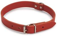 Lederen honden halsband rood - 52 cm x 20 mm - thumbnail