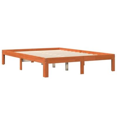 Bedframe zonder matras massief grenenhout wasbruin 120x190 cm