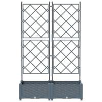 VidaXL Tuin bloempot 2 pcs licht grijs 80 x 40 x 125,5 cm staal - thumbnail