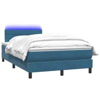 Boxspring met matras en LED fluweel donkerblauw 120x210 cm - thumbnail
