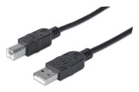 Manhattan USB-kabel USB 2.0 USB-A stekker, USB-B stekker 5.00 m Zwart 337779 - thumbnail