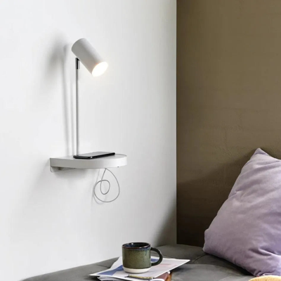 Witte wandlamp met USB schakelaar en plankje verstelbaar Nordlux Cody