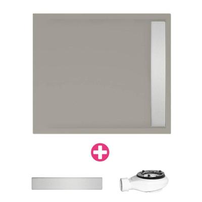 Douchevloer Xenz Easy Tray | 90x90 cm | Incl.Gootcover en Afvoersifon | Acryl | Vierkant | Cement mat