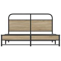 Bedframe zonder matras bewerkt hout gerookt eiken 150x200 cm - thumbnail