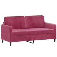 Tweezitsbank 140 cm fluweel wijnrood - thumbnail