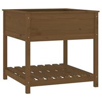 Plantenbak met schap 82,5x82,5x81 cm grenenhout honingbruin - thumbnail