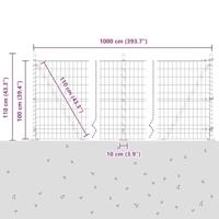 VidaXL Hek met paal grijs 1 x 10 m staal en pvc - thumbnail