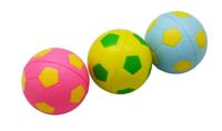 Angeltoys Mixballen, soft foam (blauw,roze,geel met voetbalprint) - thumbnail