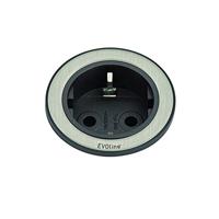 EVOline 159280001100 Inbouwstekkerdoos 1-voudig RVS, Zwart 1 stuk(s) - thumbnail