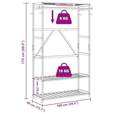 Kledingrek met schappen 110x40x175 cm bamboe Kledingrek met schappen 110x40x175 cm bamboe