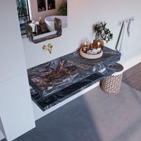 MONDIAZ ALAN-DLUX 130cm planchet Lava. Vrijhangende wastafel CLOUD links zonder kraangat, kleur Lava. - thumbnail