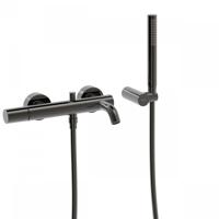 Badmengkraan Tres Study Exclusive Rond met Omstel en Handdoucheset met Staafhanddouche Metallic Zwart Tres - thumbnail