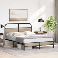 Bedframe zonder matras bewerkt hout gerookt eiken 120x190 cm - thumbnail