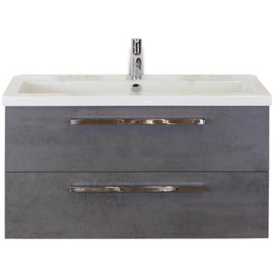 Seville Badmeubelset 100 cm - Beton Antraciet - Wastafel Djazz 1 Kraangat