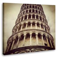 Schilderij - Toren van Pisa, close up, 3 maten, print op canvas - thumbnail