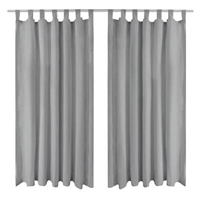 VidaXL Micro-satijnen gordijnen met lussen 140x245 cm grijs 2 st