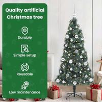 VidaXL Kunstmatige voorverlichte kerstboom met ballenset groen 150 cm - thumbnail