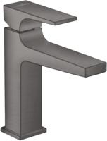 Wastafelmengkraan Metropol HansGrohe Eengreeps 110 met Rechte Greep en Push-Open Afvoer Geborsteld Zwart Chroom - thumbnail
