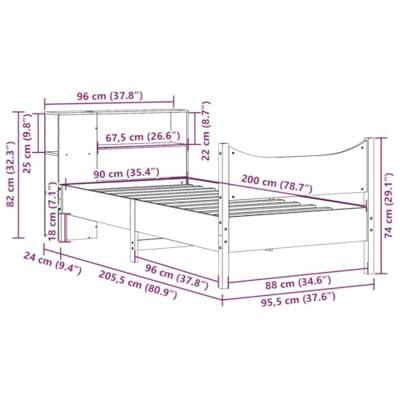 Bedframe zonder matras massief grenenhout 90x200 cm