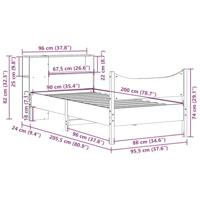 Bedframe zonder matras massief grenenhout 90x200 cm - thumbnail