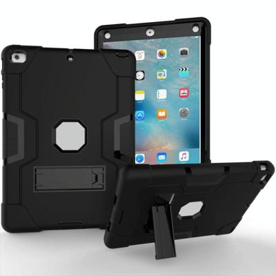 Voor iPad 4 / 3 / 2 siliconen + pc-beschermhoes met standaard (zwart + grijs)