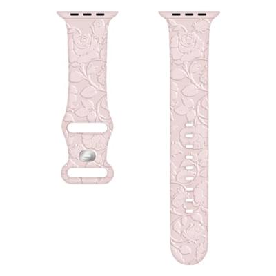 Siliconen bandje Rozen Print - Roze - Geschikt voor Apple Watch 44mm / 45mm / 46mm / 49mm