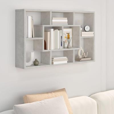 Wandschap 85x16x52,5 cm bewerkt hout betongrijs Wandschap 85x16x52,5 cm bewerkt hout betongrijs