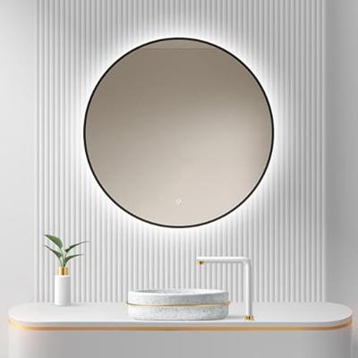 Loxa - Ronde Badkamerspiegel Ilona met Led 70cm - Zwarte omlijsting - Dimbaar - Condensvrij vlak- Duurzame kwaliteit - Eenvoudige installatie