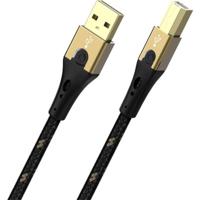 Oehlbach USB-kabel USB 2.0 USB-A stekker, USB-B stekker 10.00 m Zwart/goud D1C9546 - thumbnail