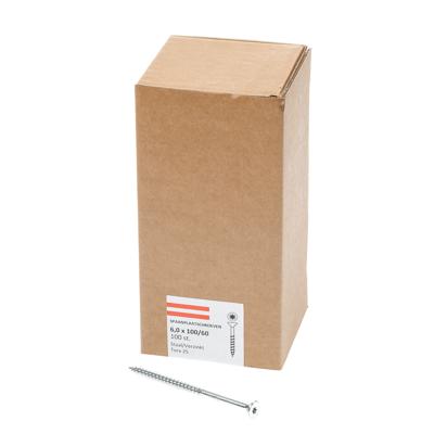 Hoenderdaal Fasteners Hoenderdaal spaanplaatschroef verzinkt platkop deeldraad torx tx25 6.0x100/60 | 100 stuks - 0206.01.50601