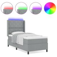 Boxspringbed met matras en LED stof lichtgrijs 100x200 cm - thumbnail